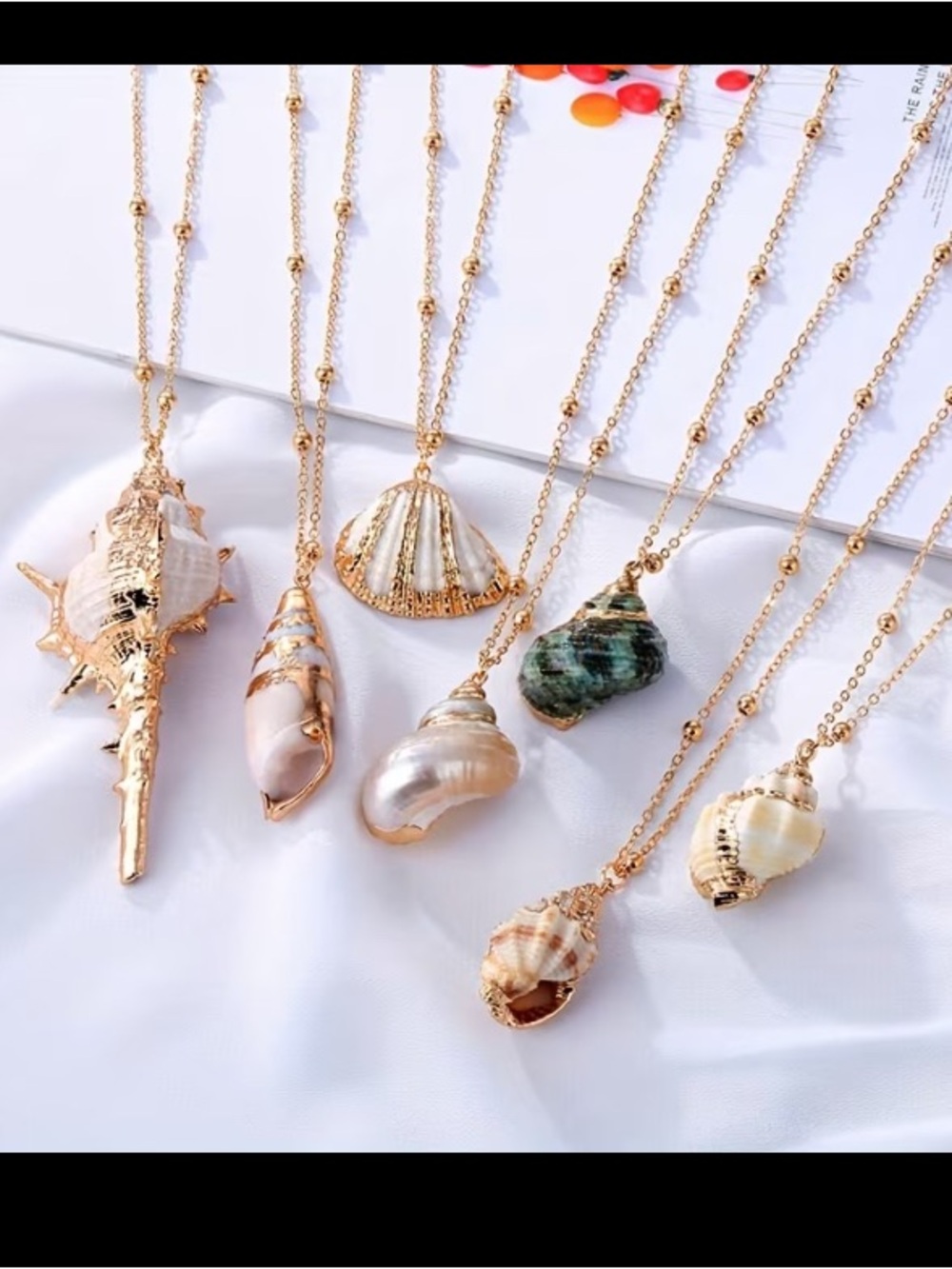 Simple Gold Leaf Natural Shell Necklace Mini Conch Shell - Picture 6 of 7